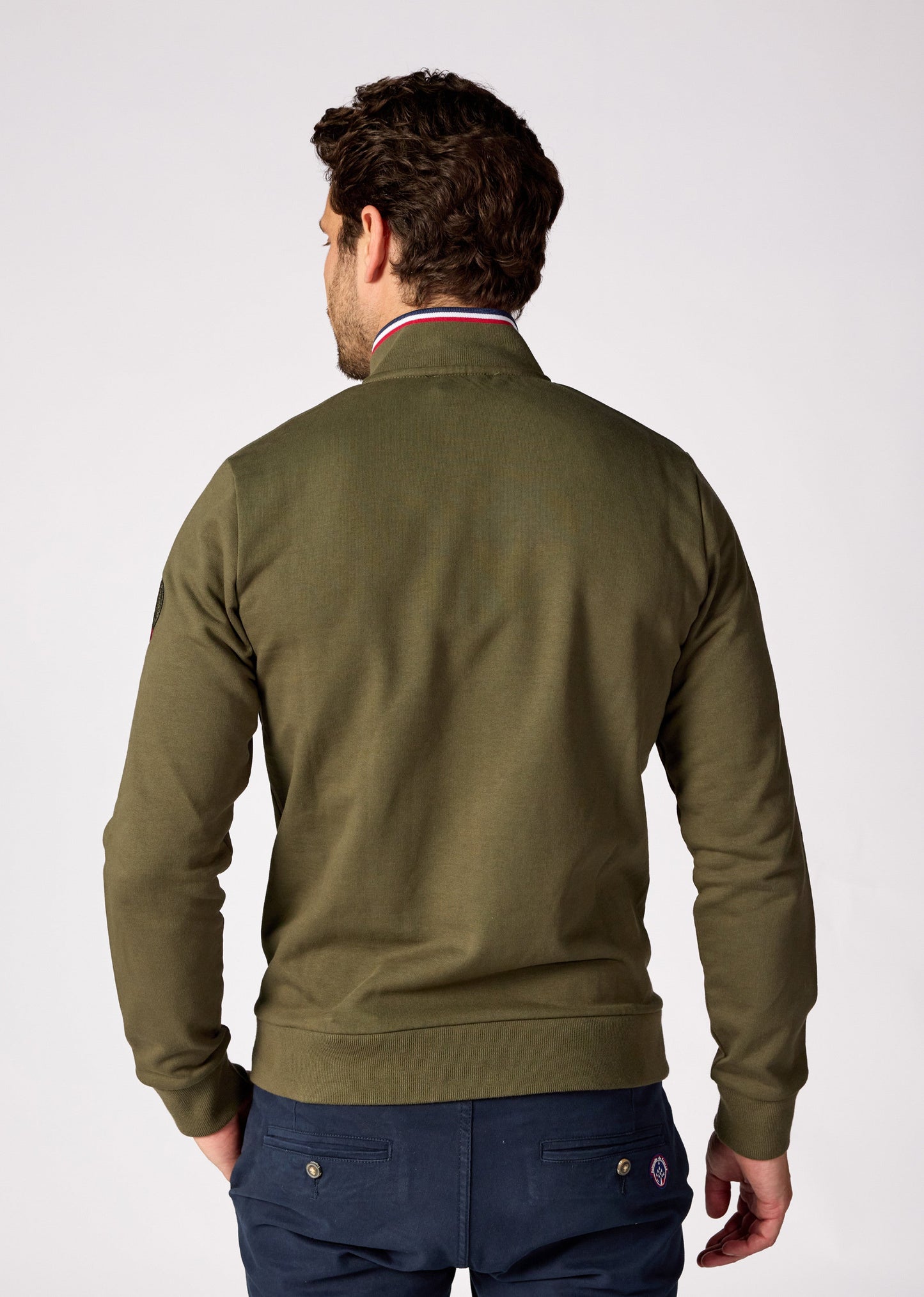 Sweatshirt zippé en molleton kaki ACTIVE FRENCH
