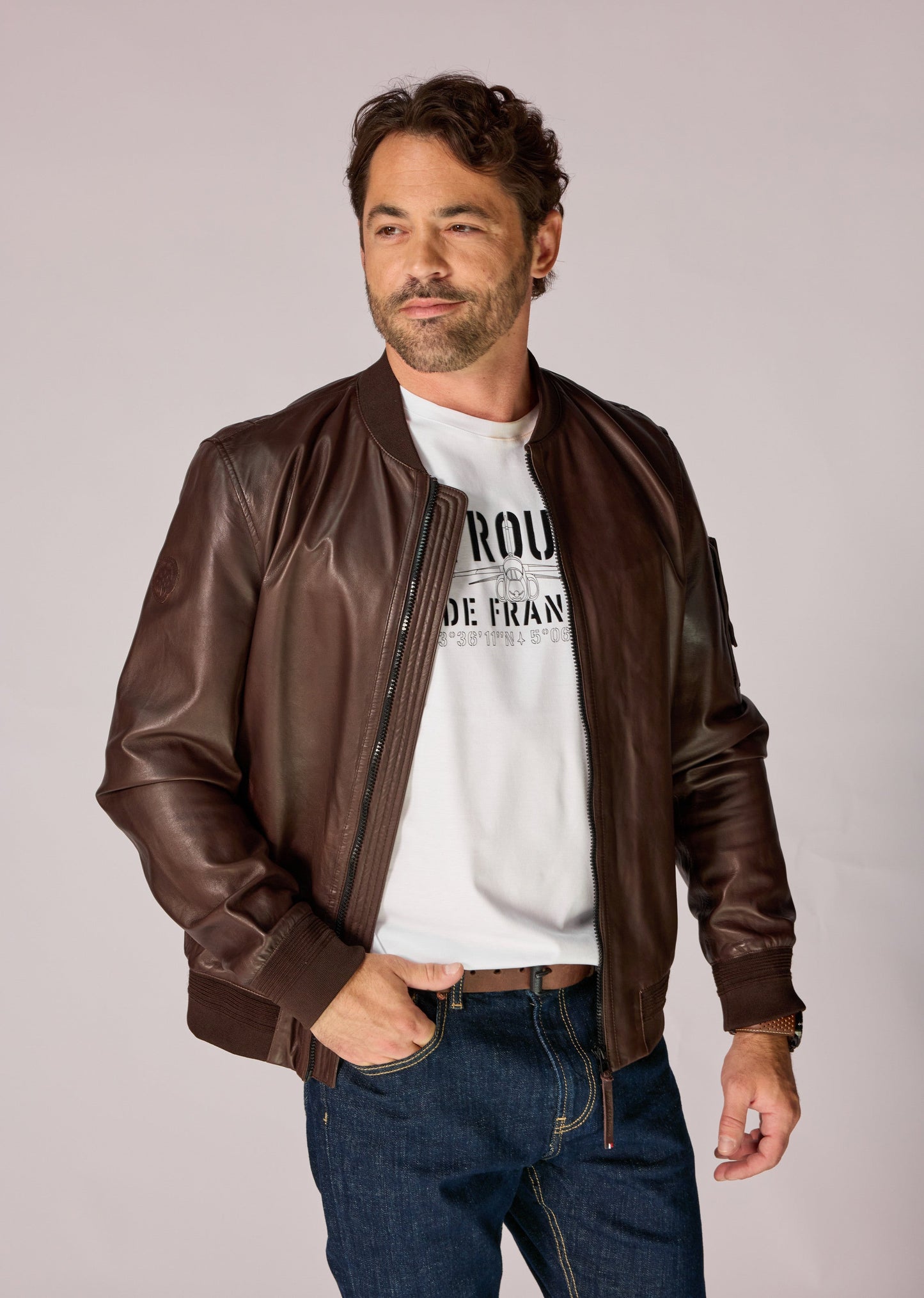 Veste en cuir marron MISSION PREMIUM