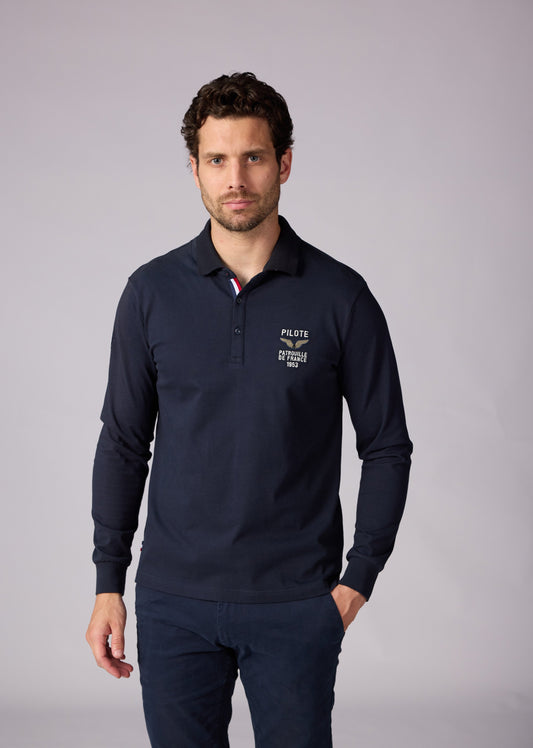 Polo manches longues bleu marine foncé ROCKET GARROS