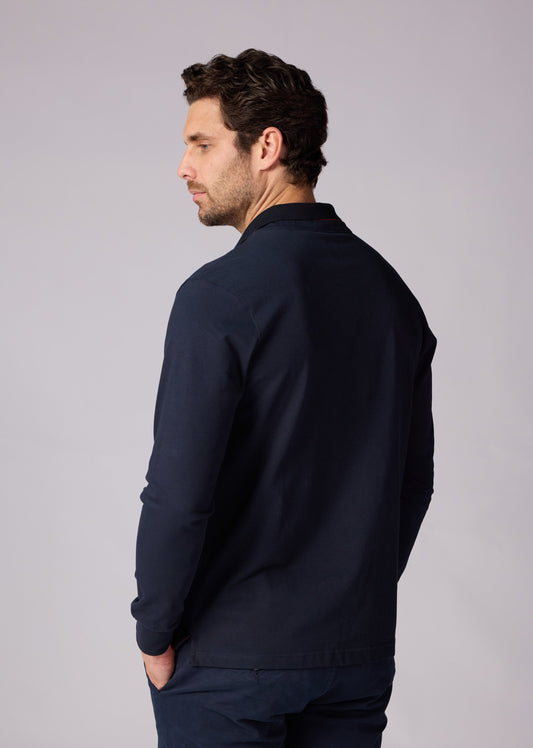 Polo manches longues bleu marine foncé ROCKET GARROS