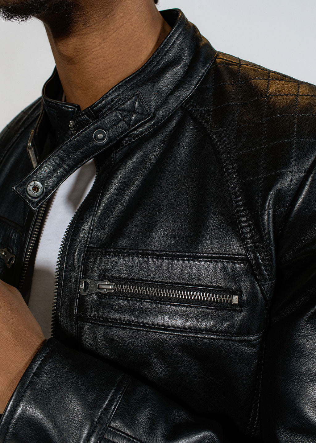 Veste en cuir noire BALBOA HOLSTER