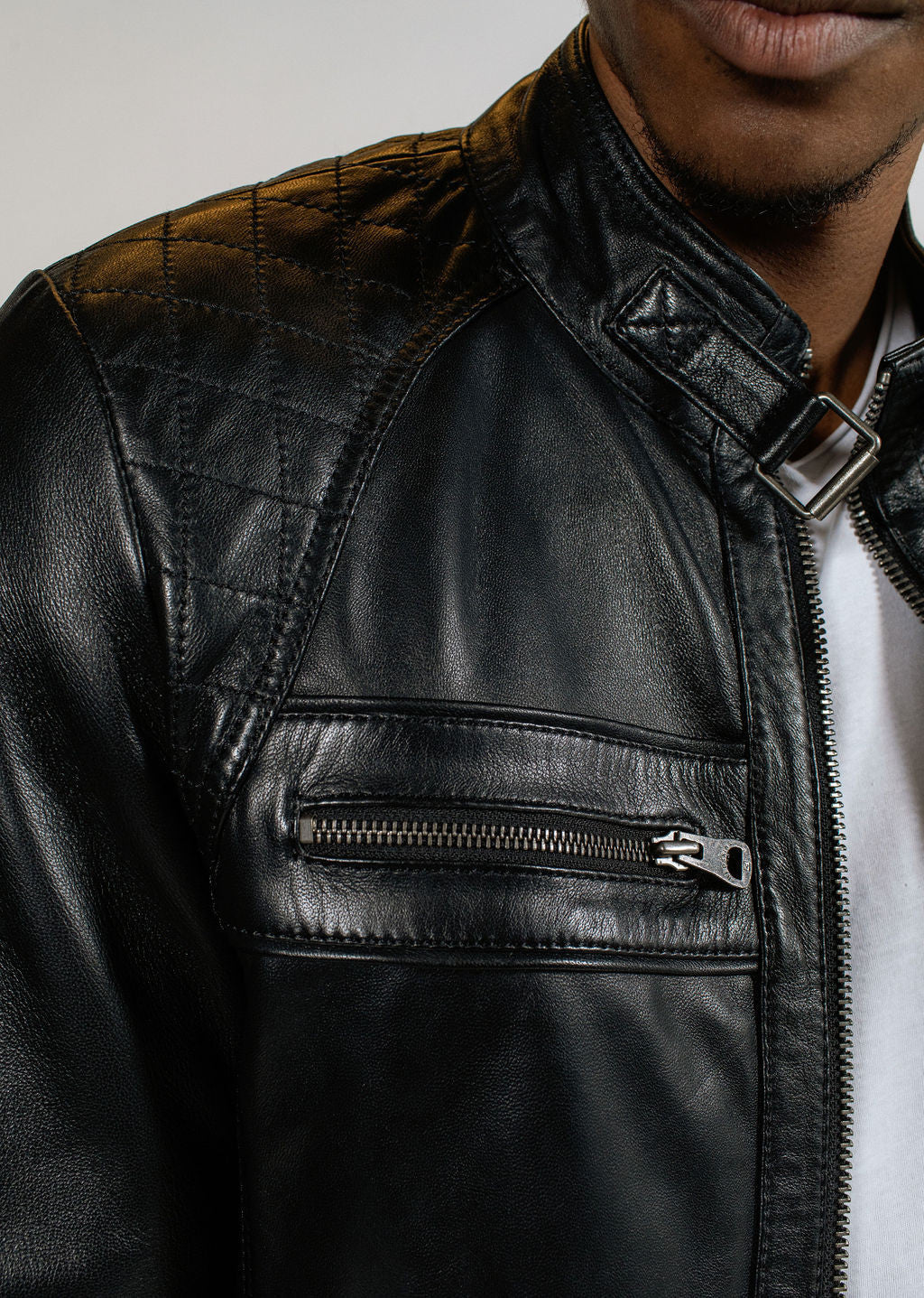 Veste en cuir noire BALBOA HOLSTER