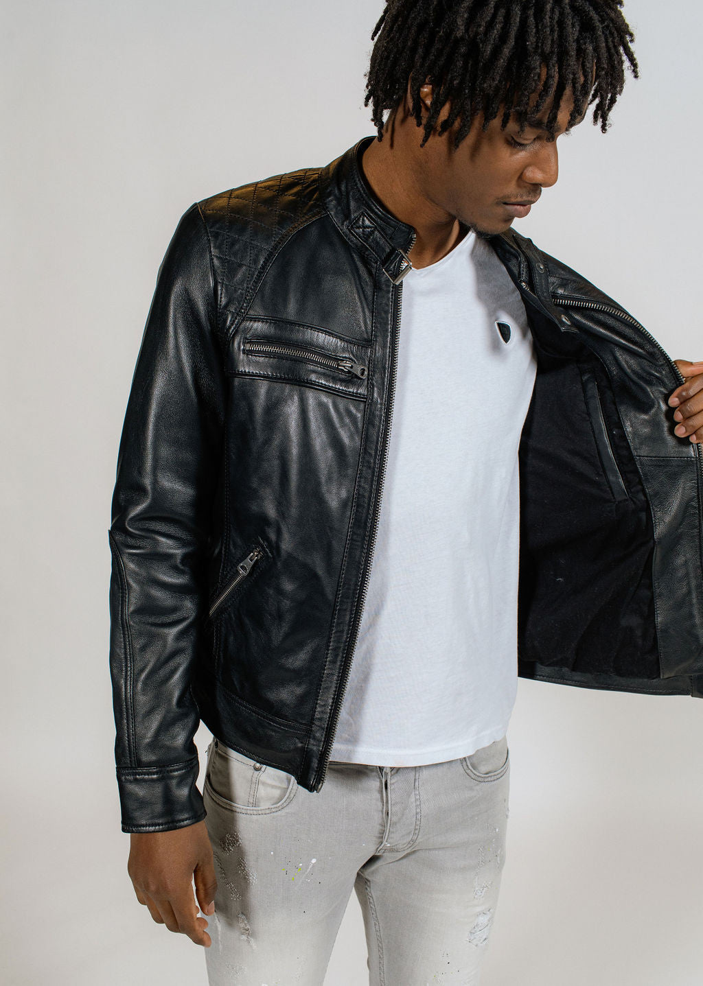 Veste en cuir noire BALBOA HOLSTER