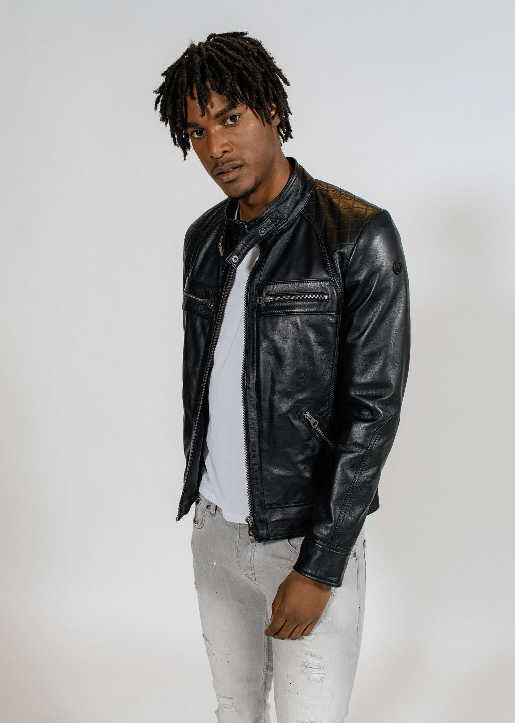 Veste en cuir noire BALBOA HOLSTER