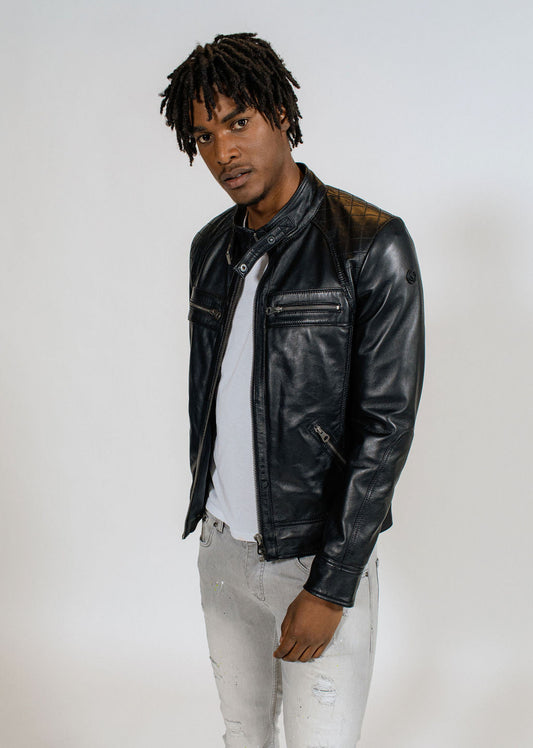 Veste en cuir noire BALBOA HOLSTER