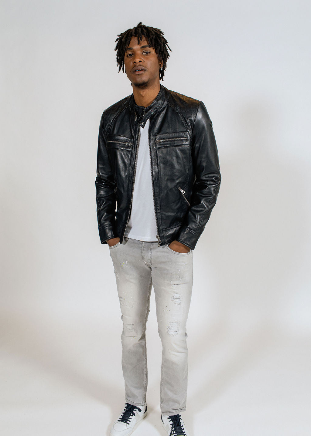 Veste en cuir noire BALBOA HOLSTER