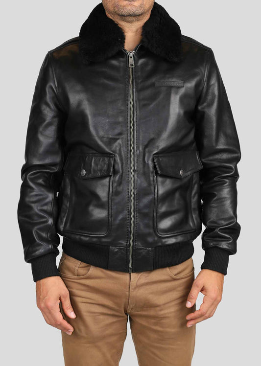 Blouson En Cuir noir PATTON ARGUS