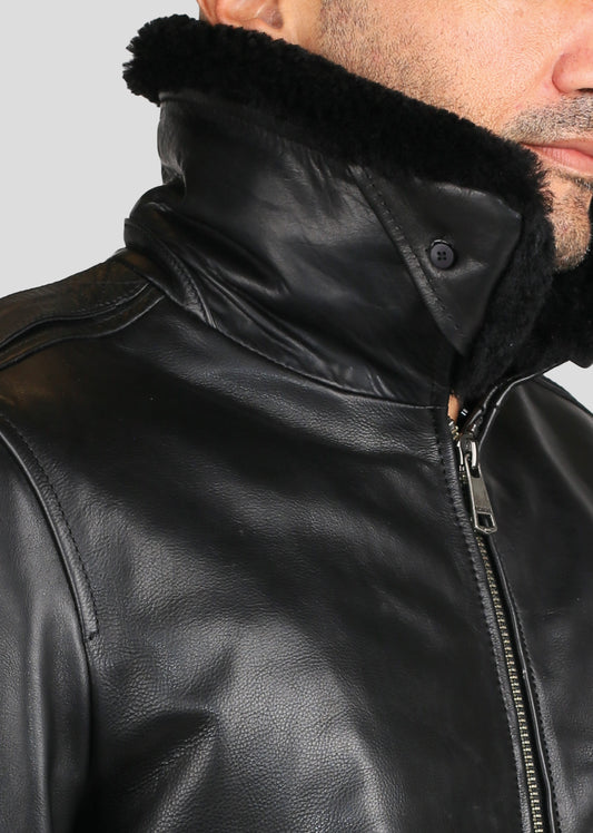 Blouson En Cuir noir PATTON ARGUS