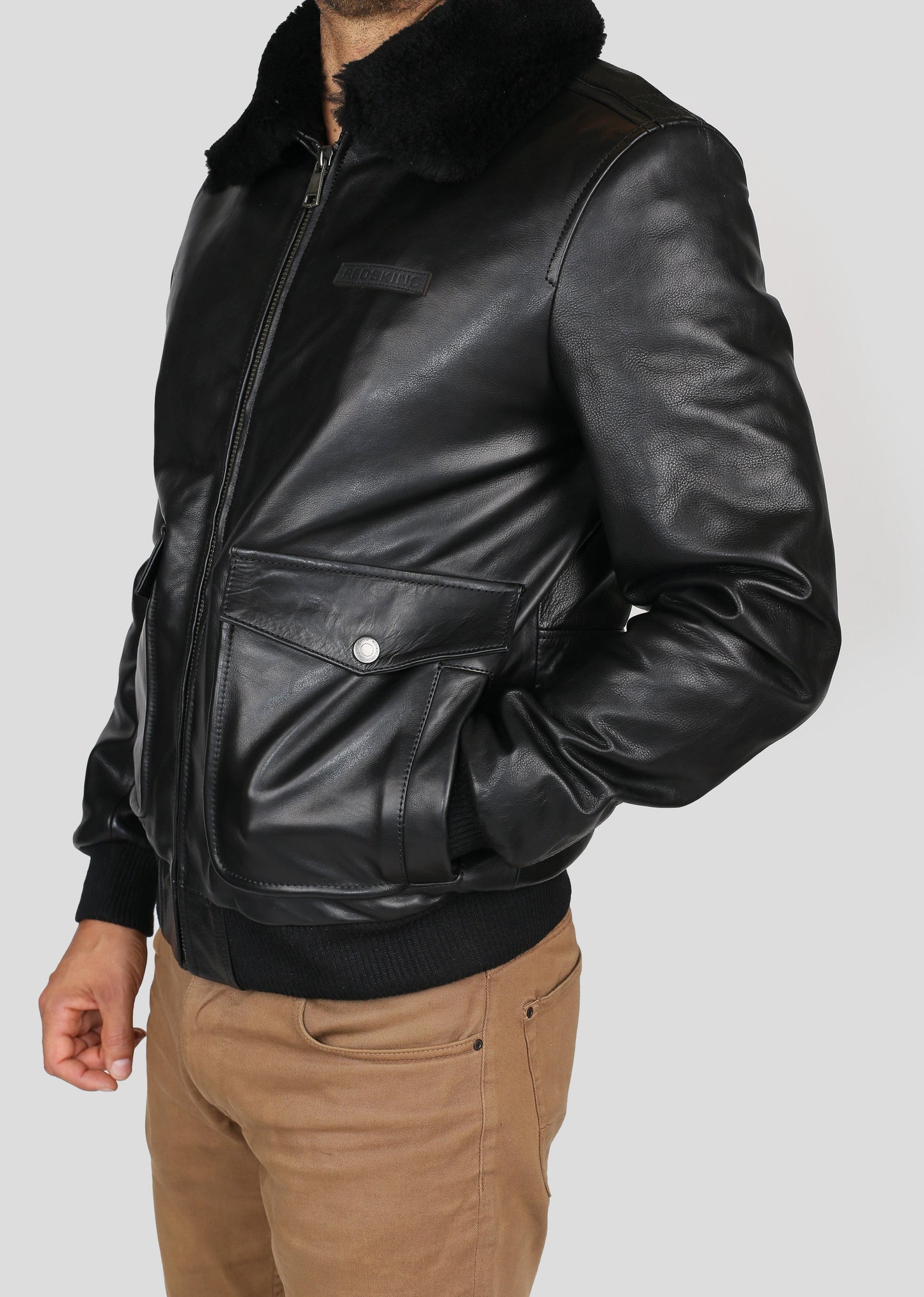 Blouson En Cuir noir PATTON ARGUS