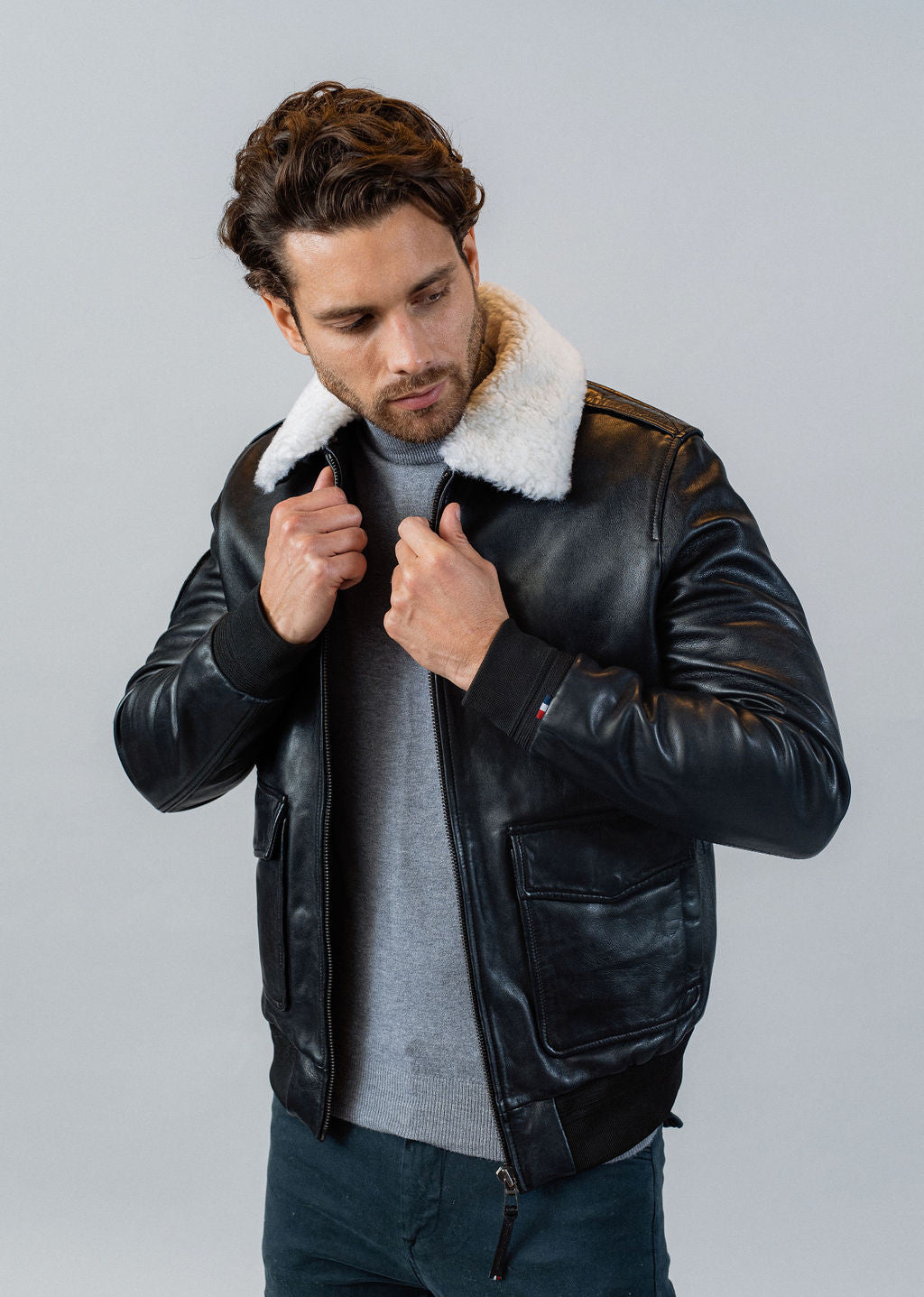 Blouson en cuir DOUGLAS ALPHA