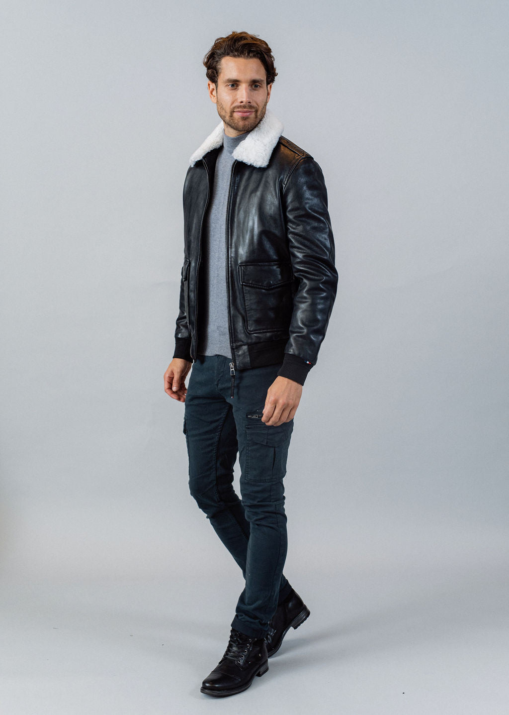 Blouson en cuir DOUGLAS ALPHA