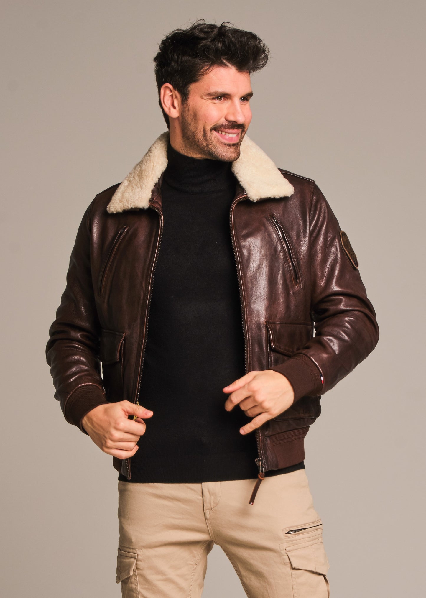 Blouson en cuir FLIGHT ALPHA