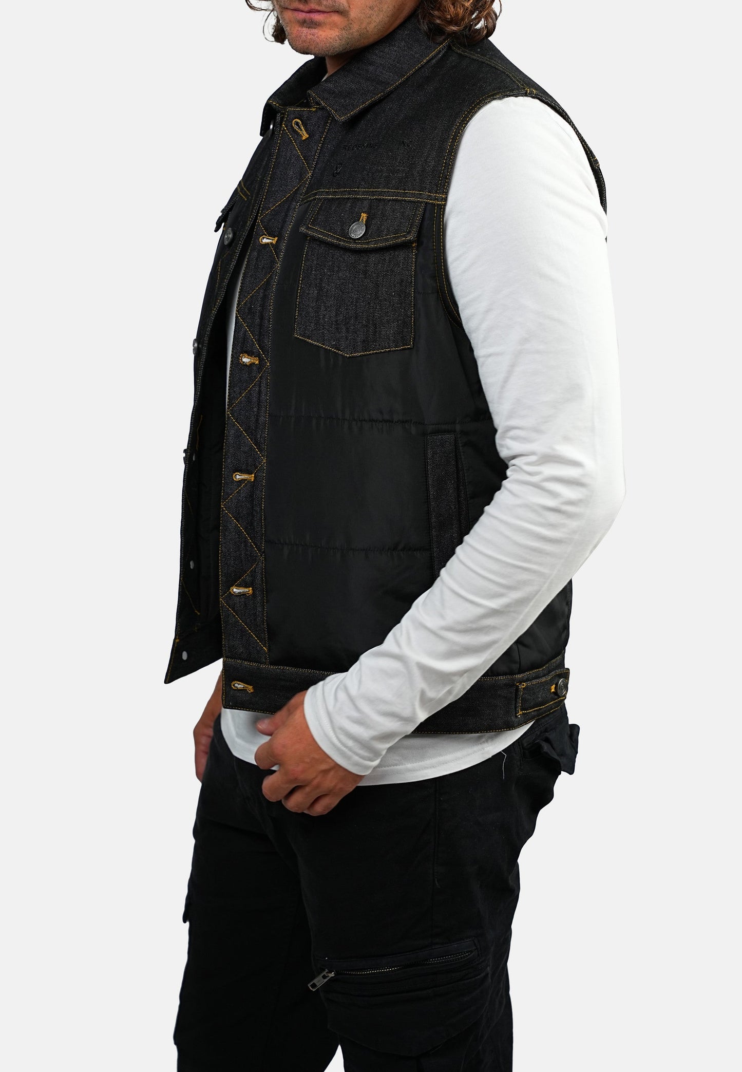 Veste en jean sans manche noire STORMY SNEAK