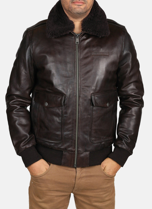 Blouson En Cuir marron PATTON ARGUS