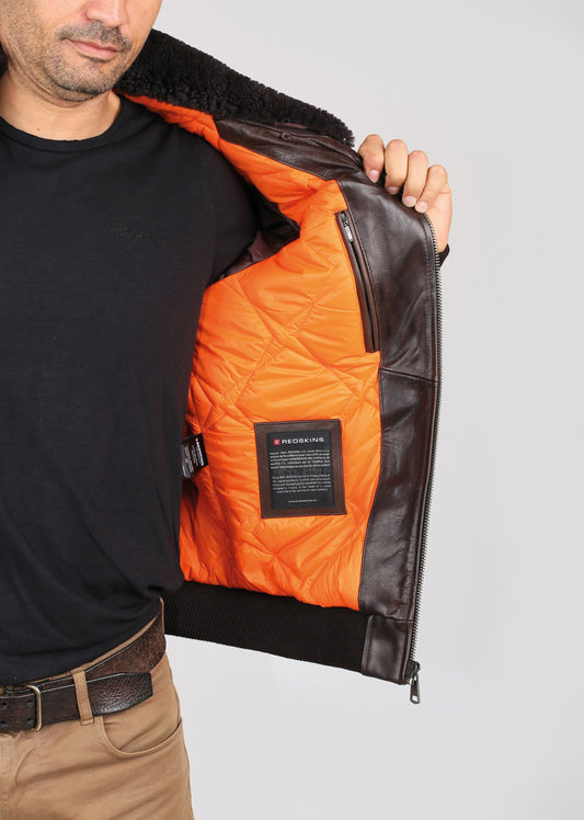 Blouson En Cuir marron PATTON ARGUS