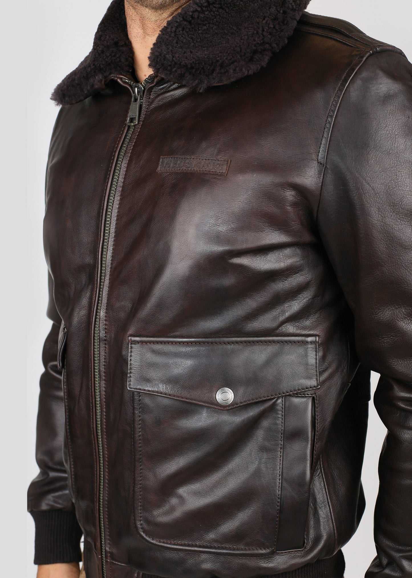 Blouson En Cuir marron PATTON ARGUS