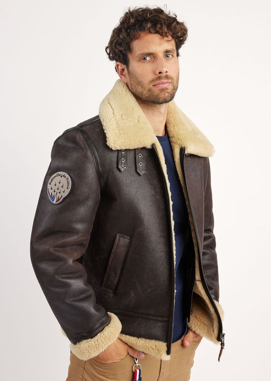 Blouson en cuir marron MISTRAL QUEENSTOWN