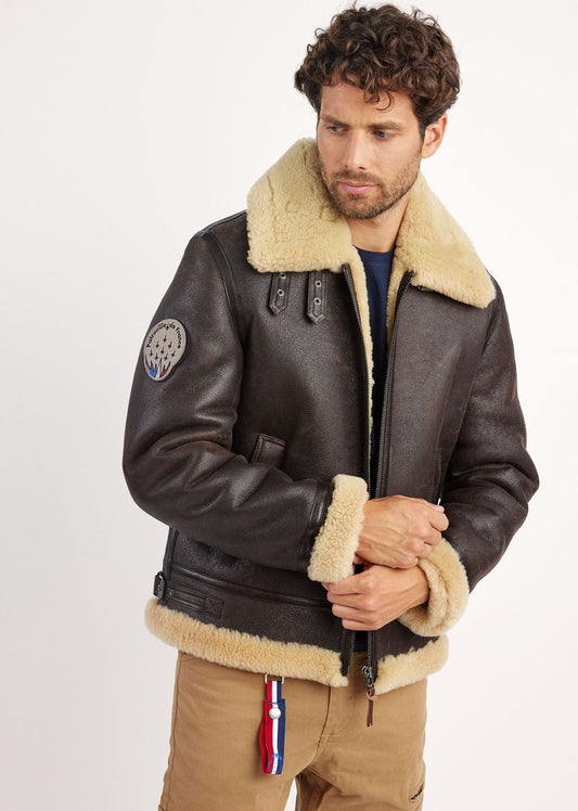 Blouson en cuir marron MISTRAL QUEENSTOWN