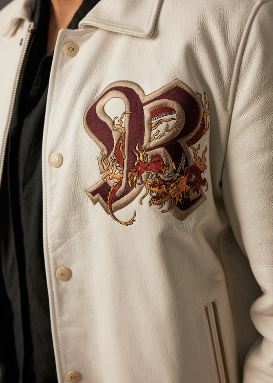 Blouson en cuir blanc DRAGON COHIBA