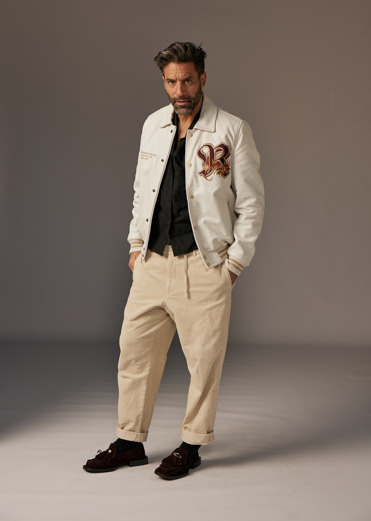 Blouson en cuir blanc DRAGON COHIBA