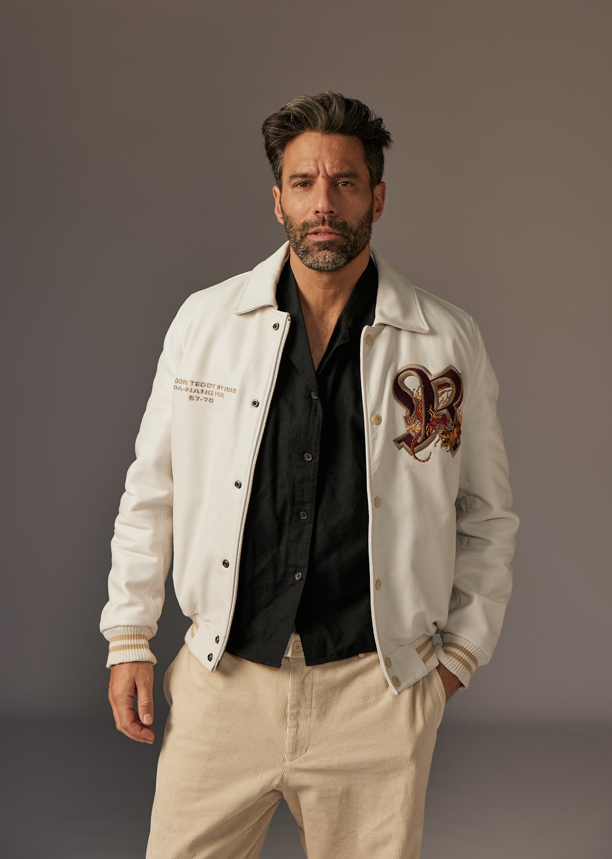Blouson en cuir blanc DRAGON COHIBA