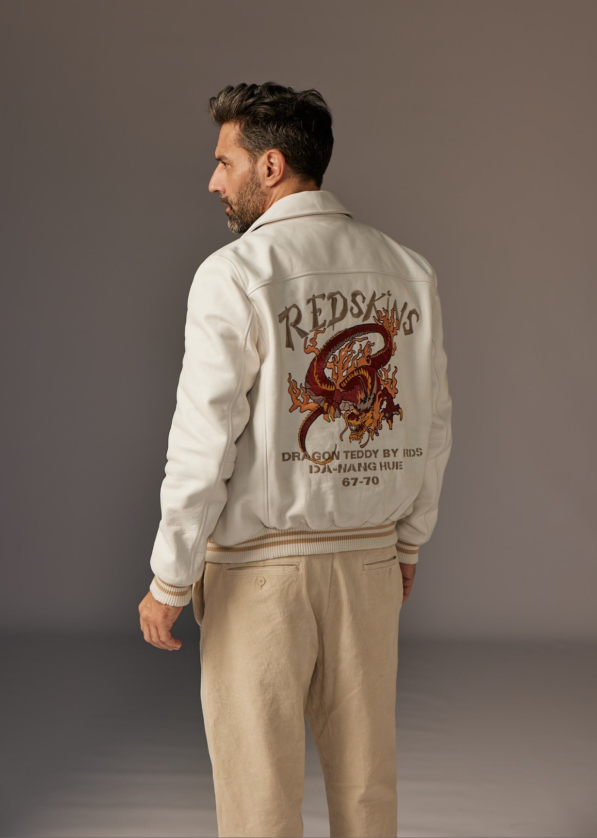 Blouson en cuir blanc DRAGON COHIBA