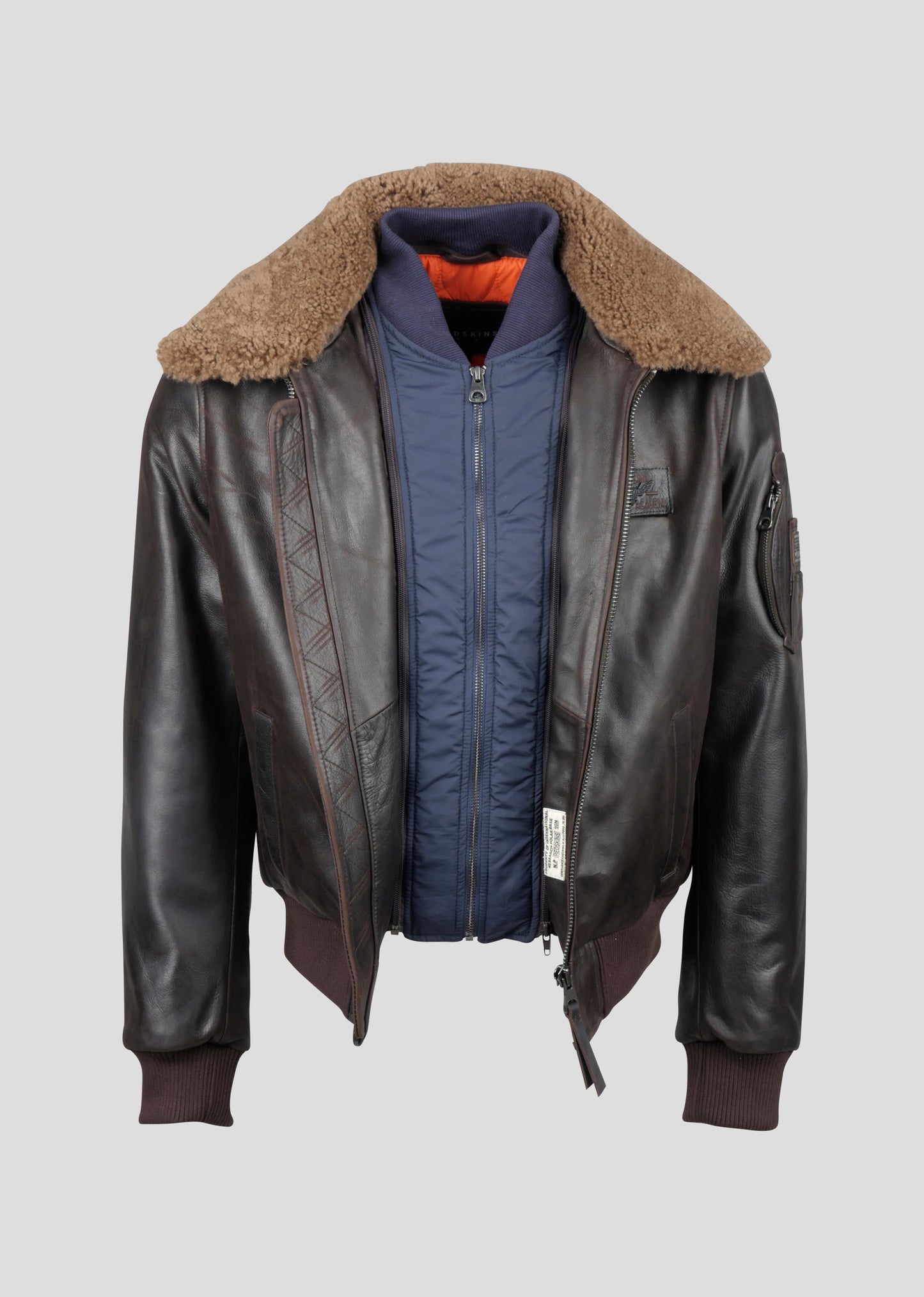 Blouson en cuir marron COMMANDER STRICKING