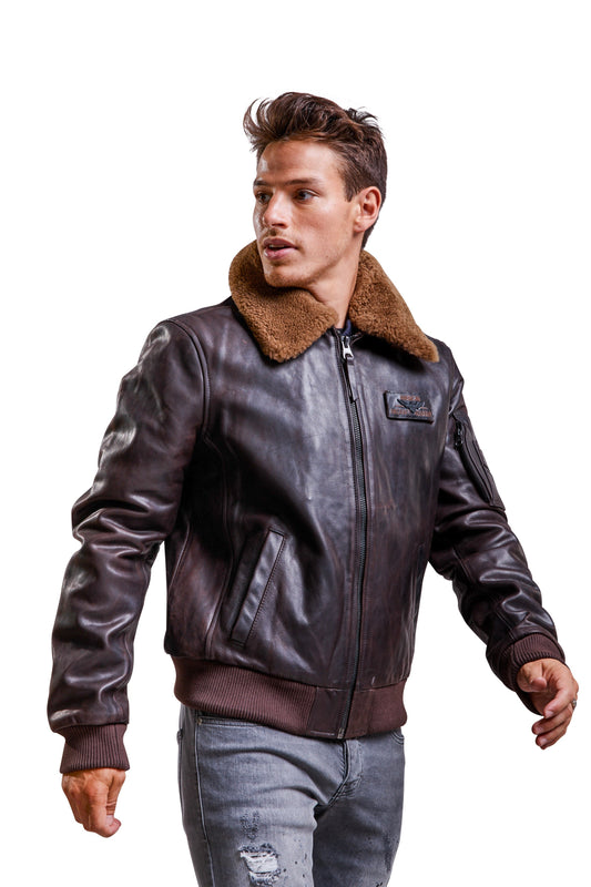 Blouson en cuir marron COMMANDER STRICKING