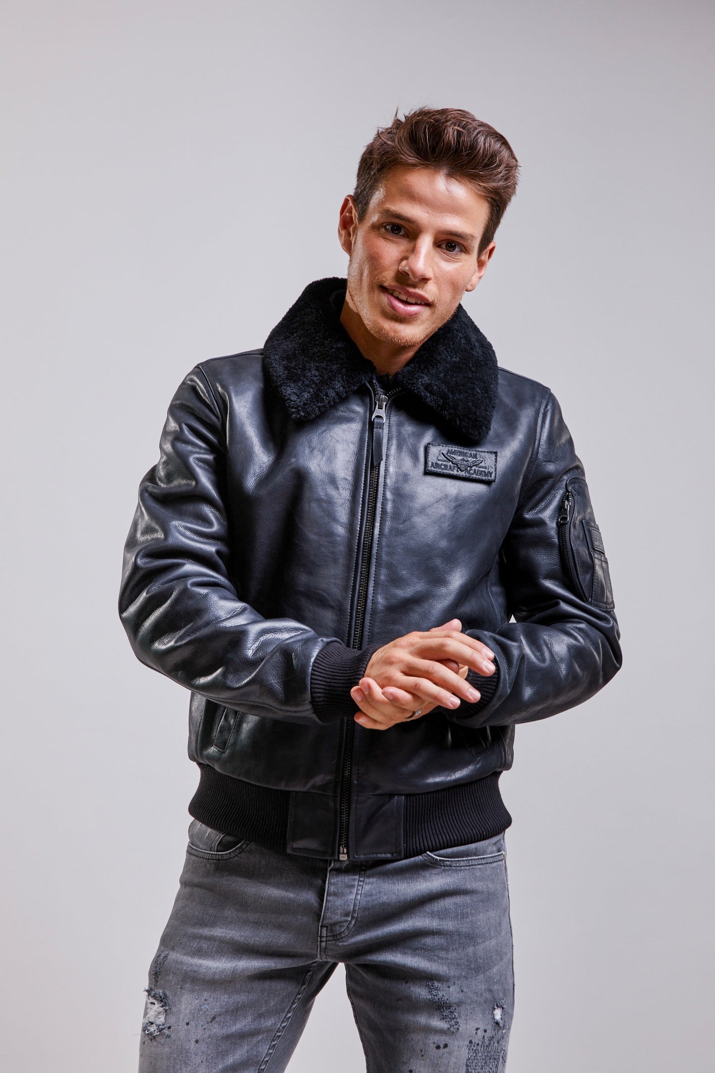 Blouson en cuir noir COMMANDER STRICKING
