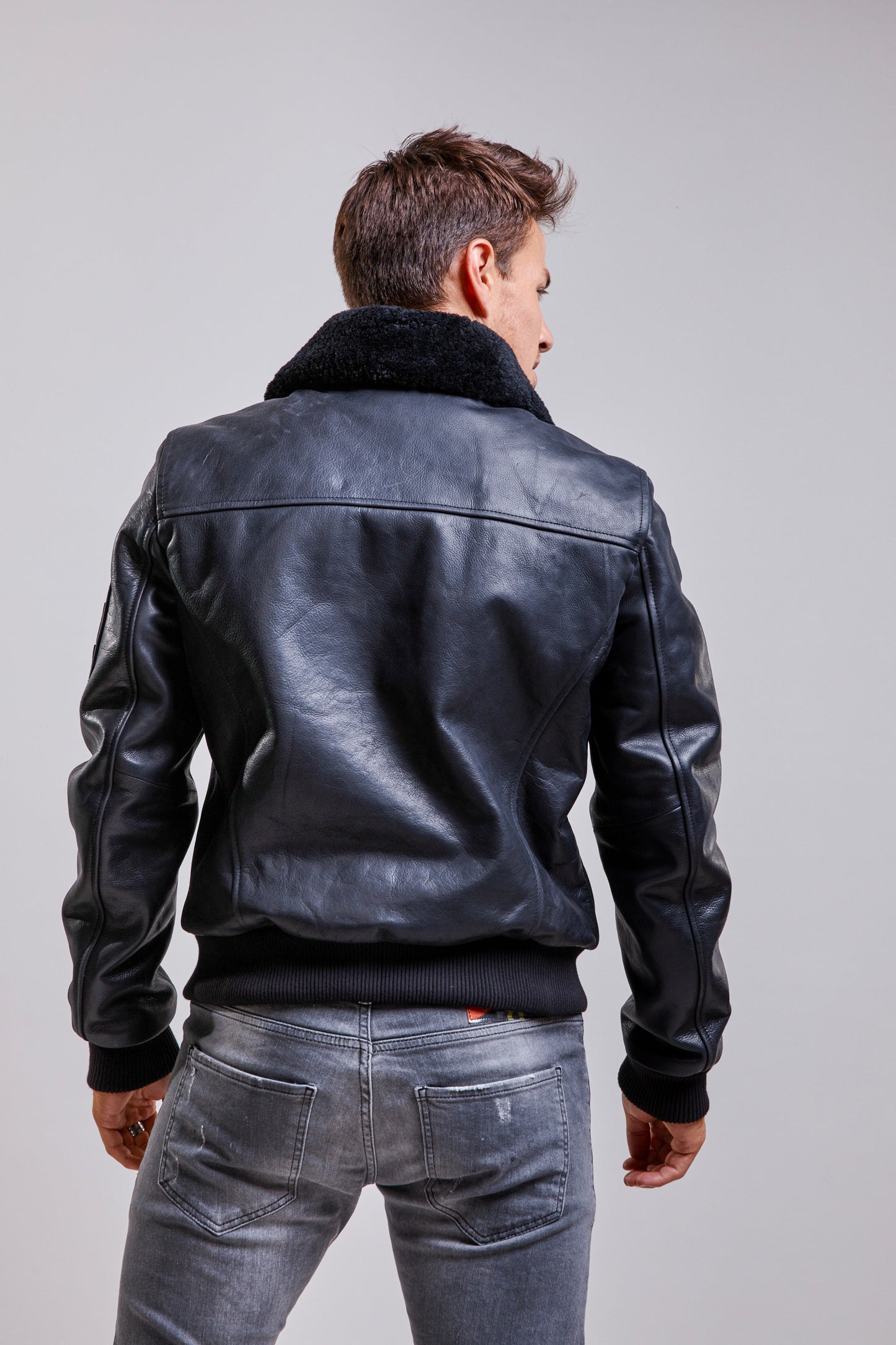 Blouson en cuir noir COMMANDER STRICKING