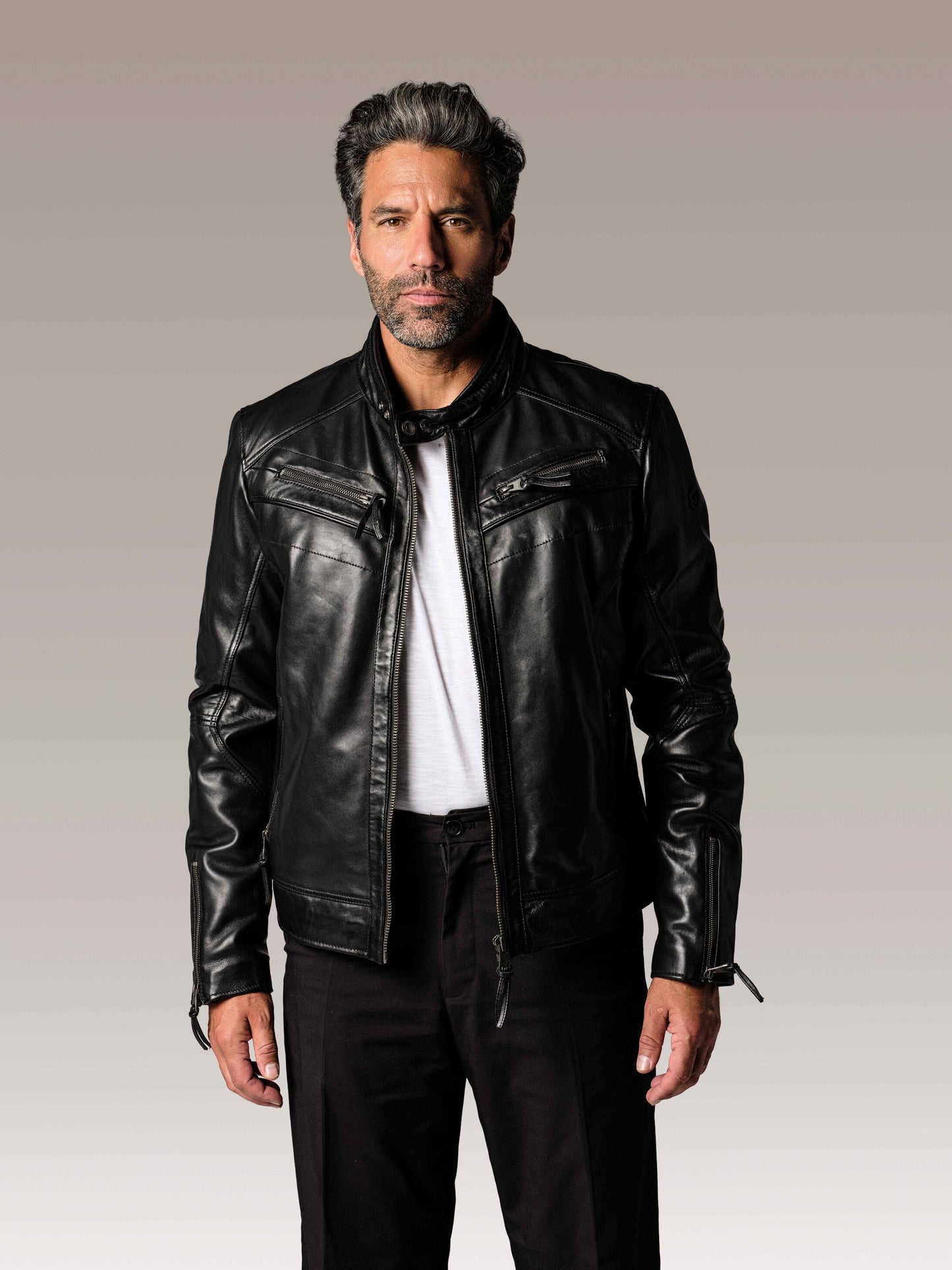 Blouson En Cuir noir DRAKE HOLSTER