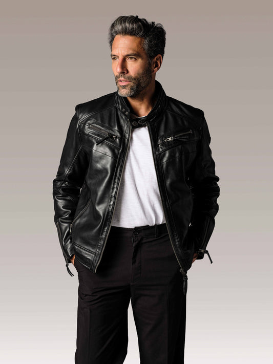 Blouson En Cuir noir DRAKE HOLSTER