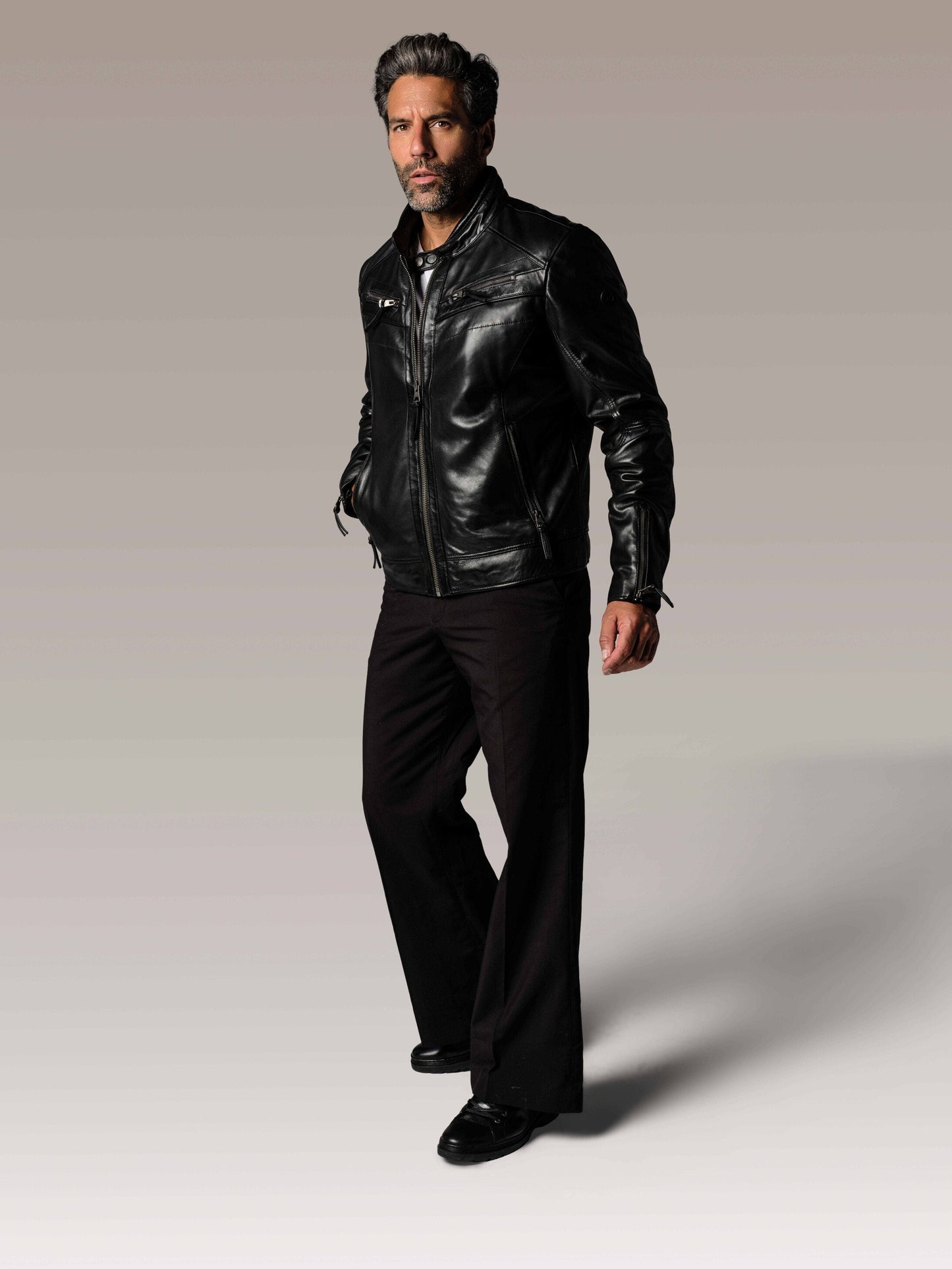Blouson En Cuir noir DRAKE HOLSTER