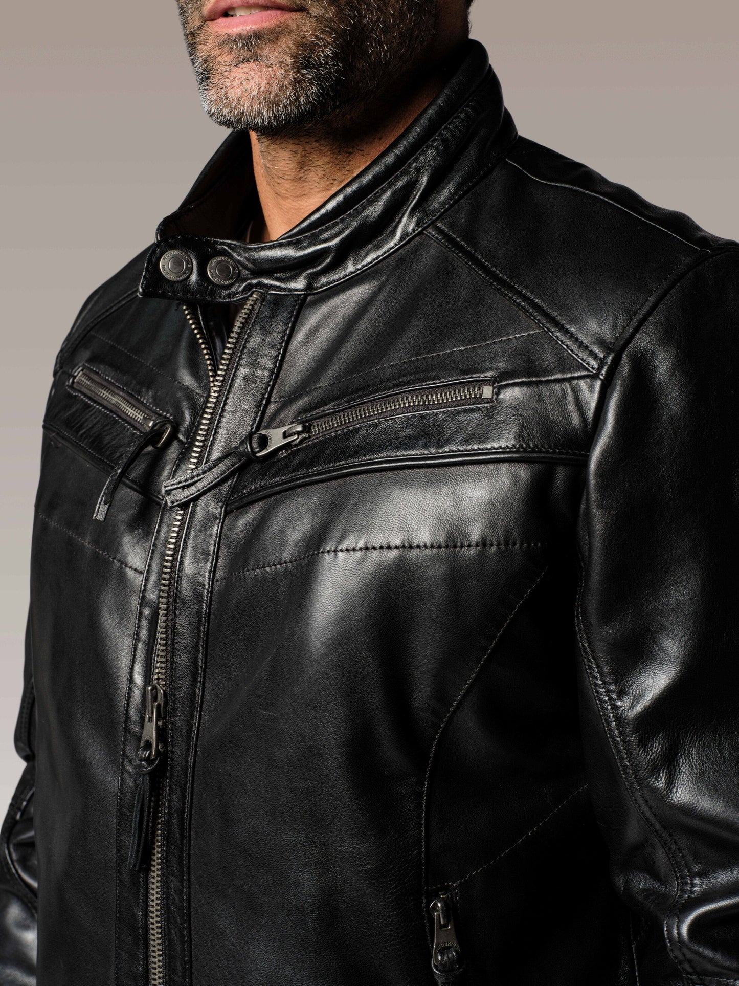 Blouson En Cuir noir DRAKE HOLSTER