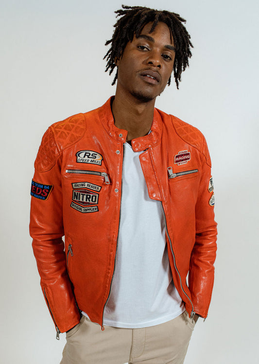 Blouson en cuir orange NITRO BARCELONA