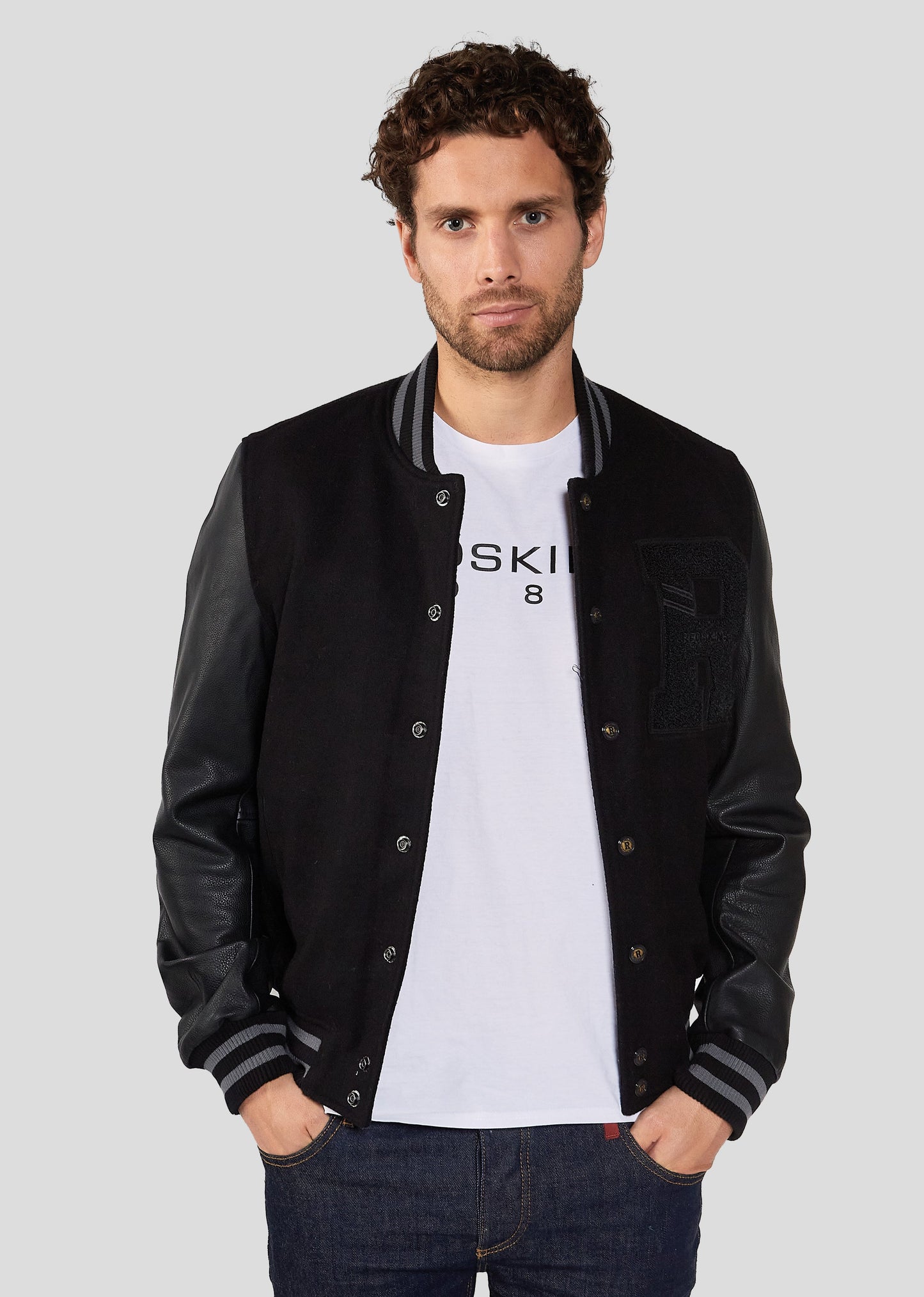 Blouson en cuir noir OXFORD HATCH