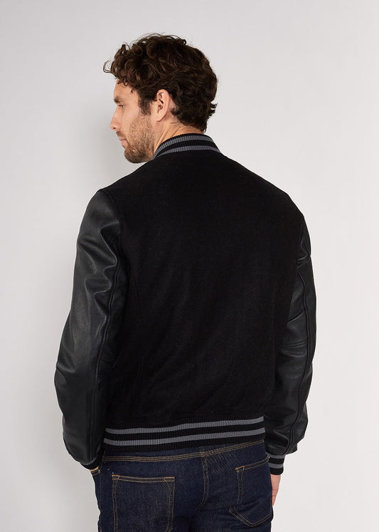 Blouson en cuir noir OXFORD HATCH