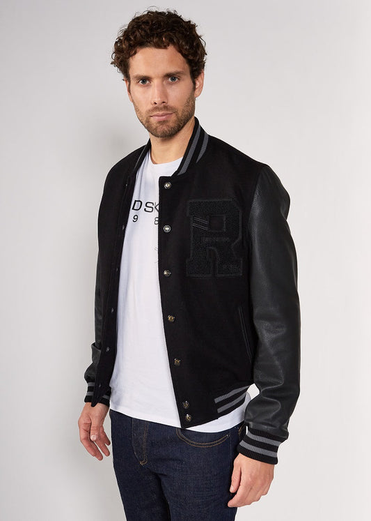 Blouson en cuir noir OXFORD HATCH
