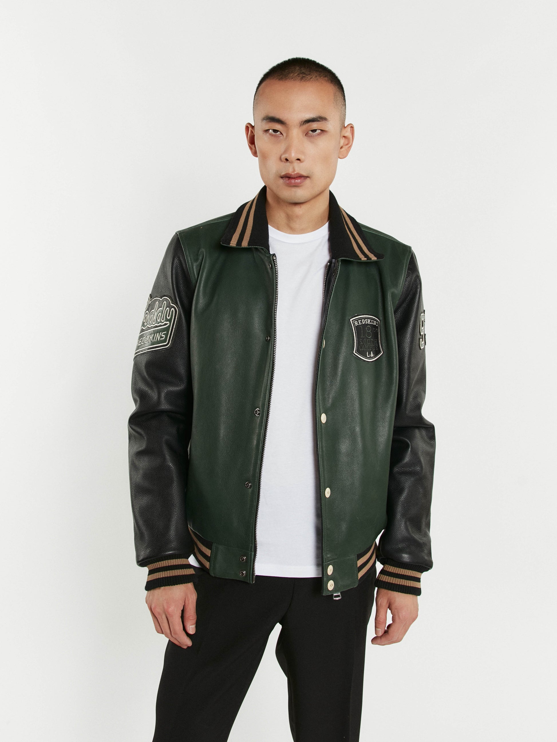 Blouson en cuir vert SKATBOARD COHIBA