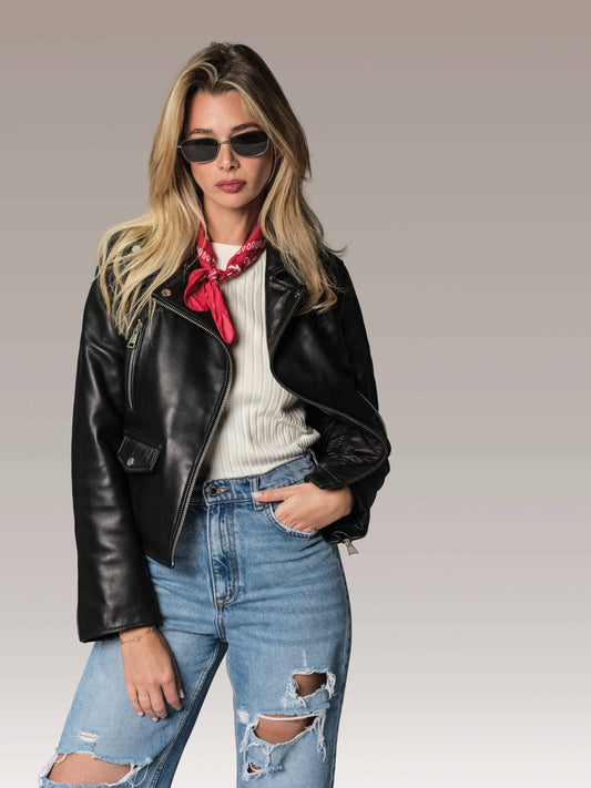 Blouson en cuir noir ALICIA TOKYO