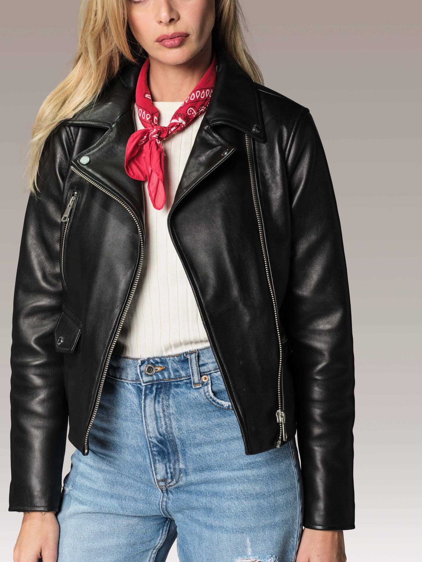 Blouson en cuir noir ALICIA TOKYO