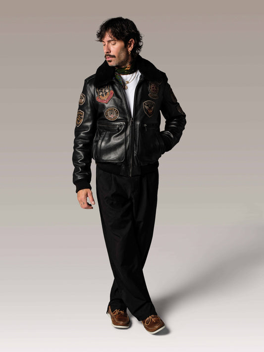 Blouson en cuir noir AVIA ARGUS