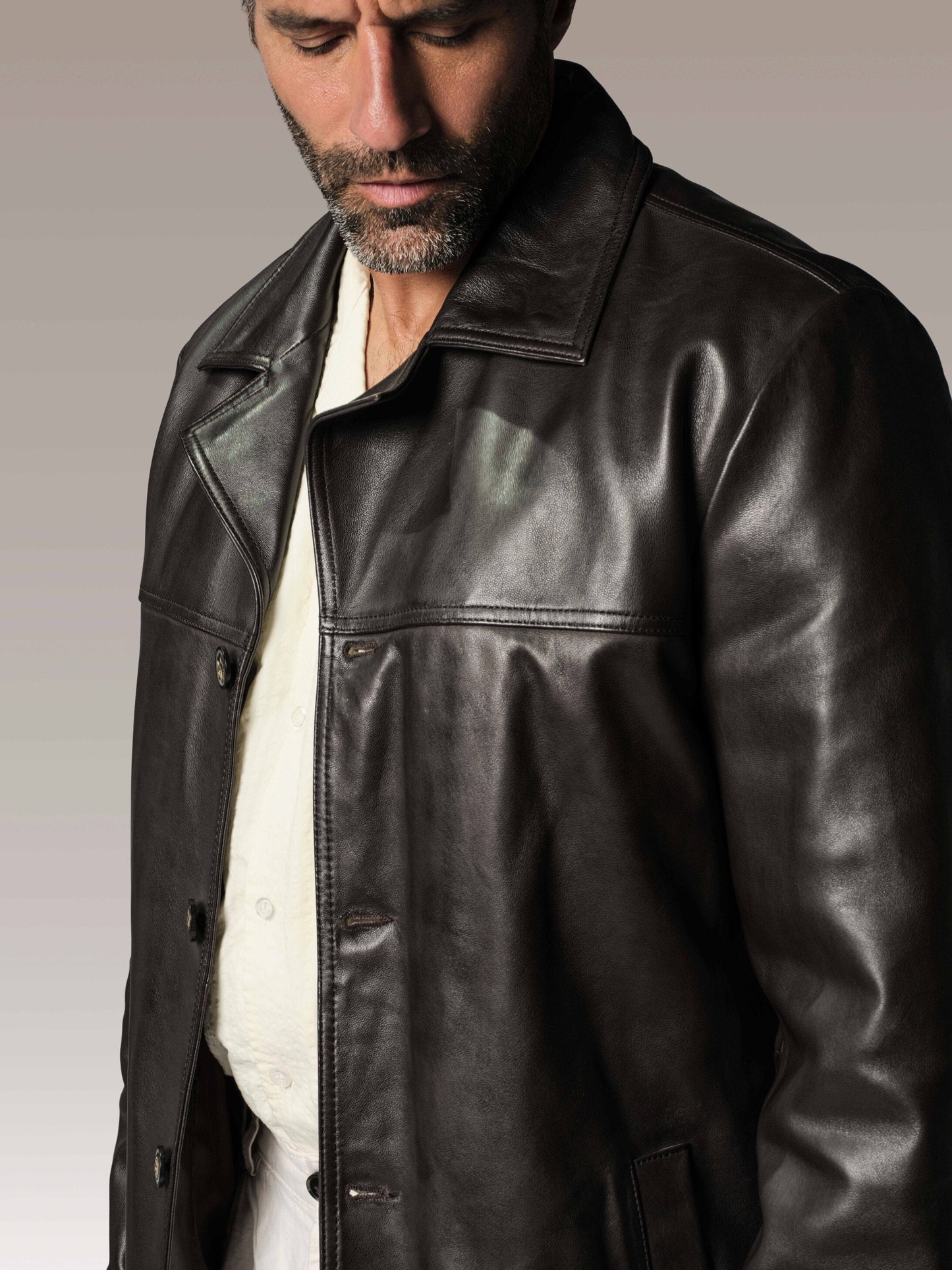 Veste en cuir marron BRASCO LEGEND