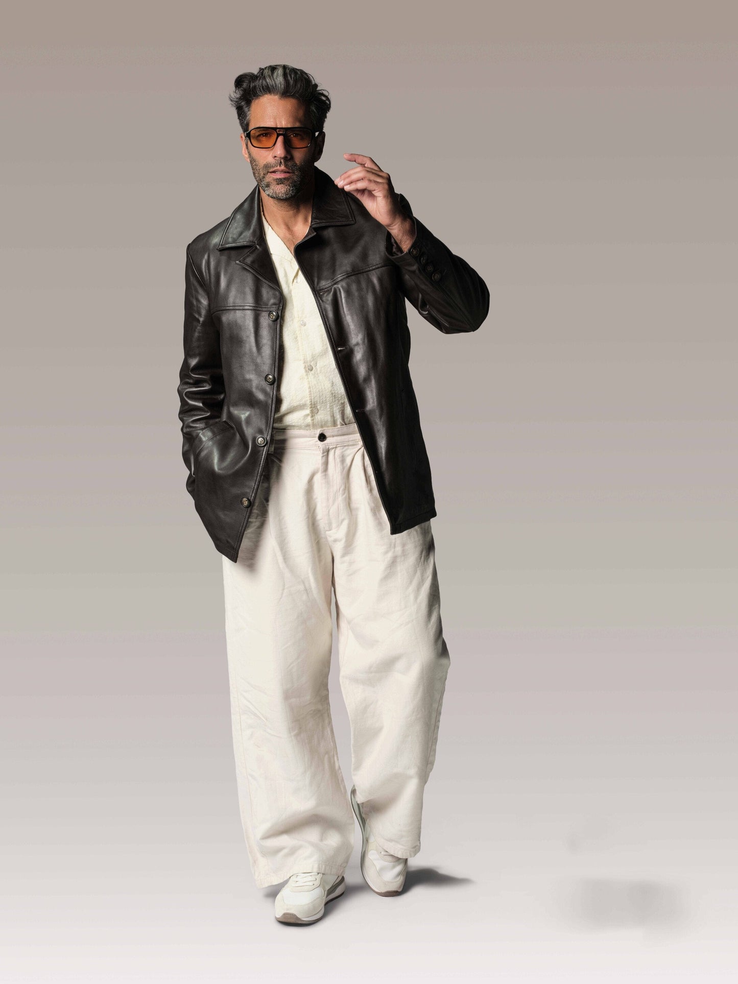 Veste en cuir marron BRASCO LEGEND