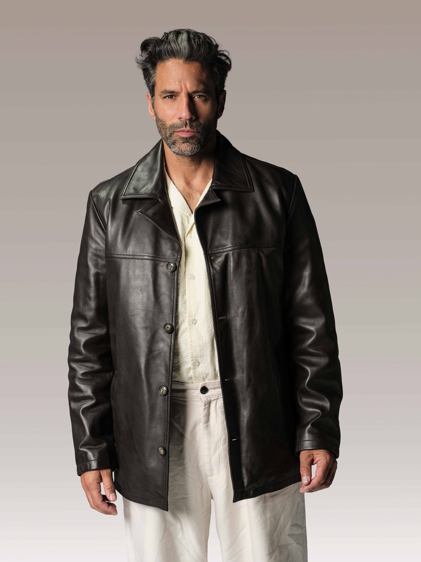 Veste en cuir marron BRASCO LEGEND