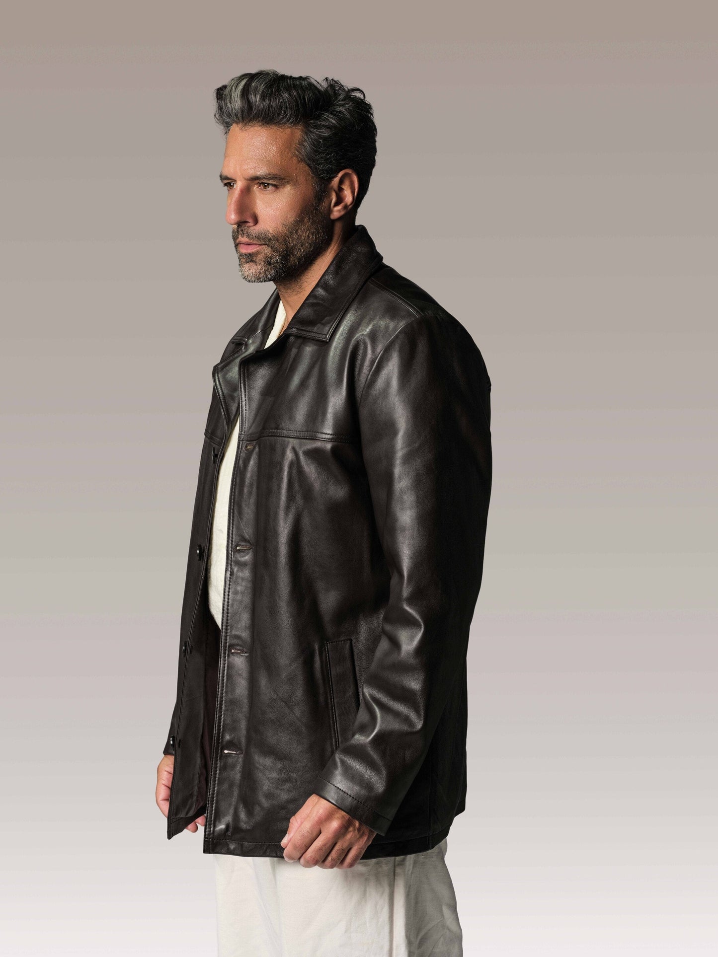 Veste en cuir marron BRASCO LEGEND