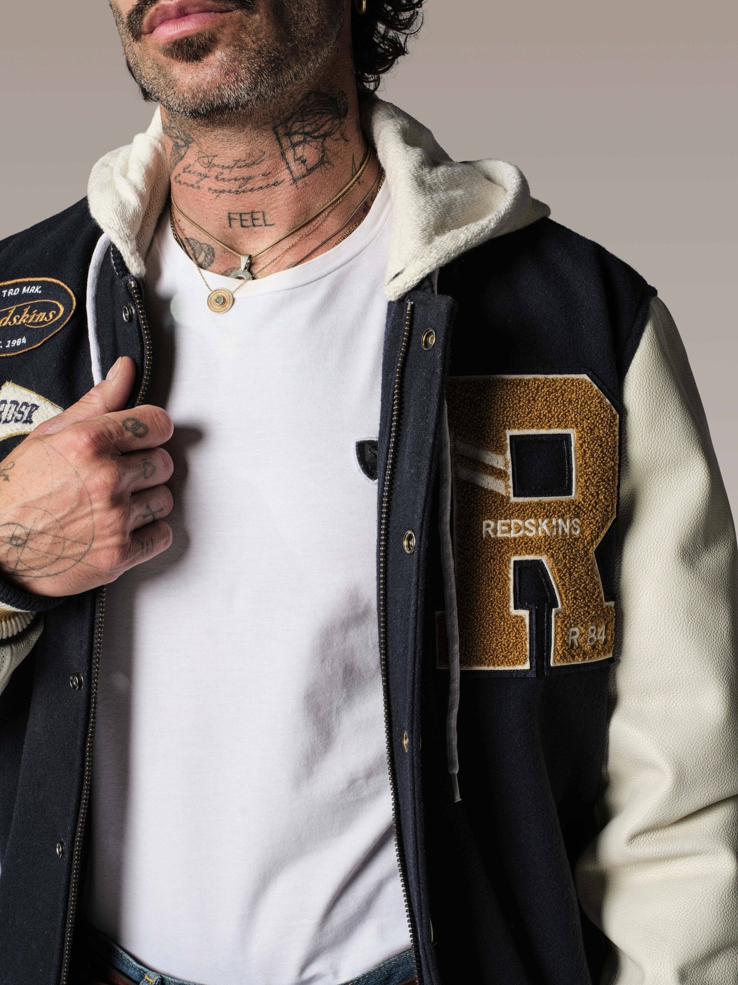 Blouson en cuir bleu marine BROOKLYN SCHOOL
