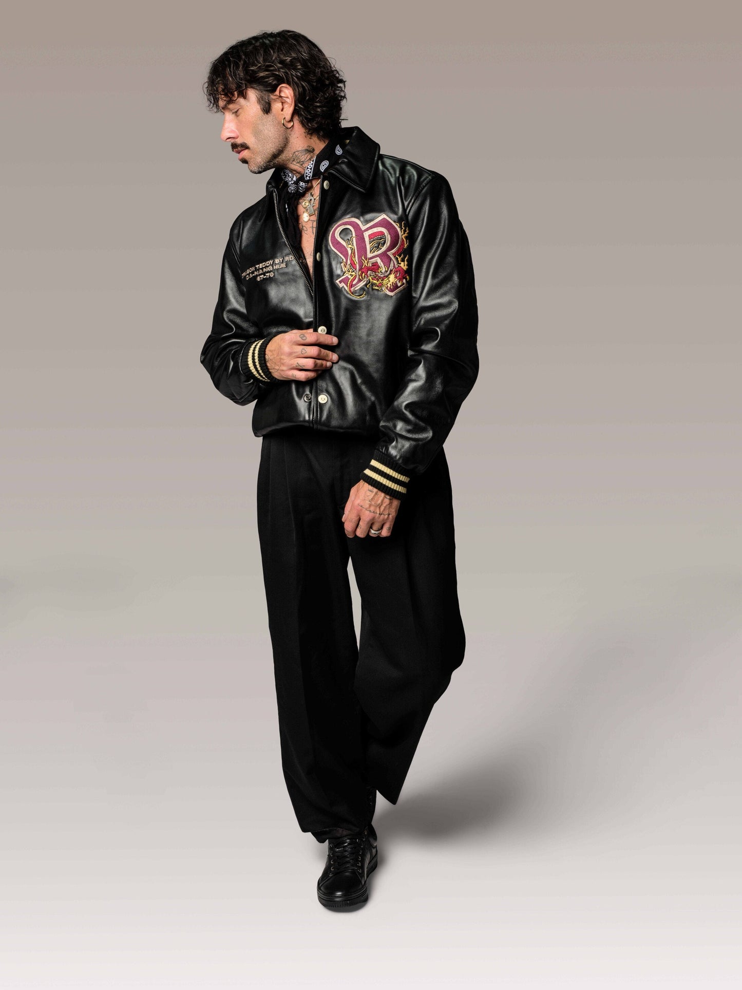 Blouson en cuir noir BRUCE LEGEND