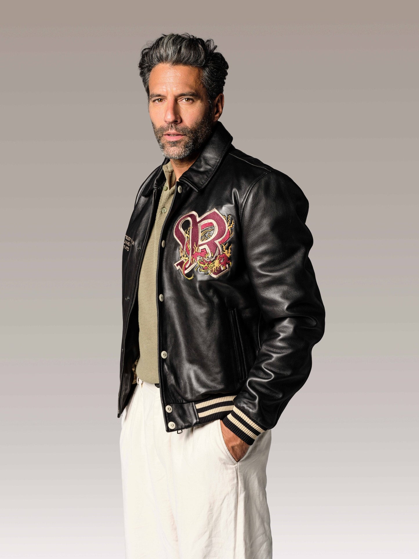 Blouson en cuir noir BRUCE LEGEND
