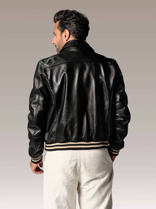 Blouson en cuir noir BRUCE LEGEND